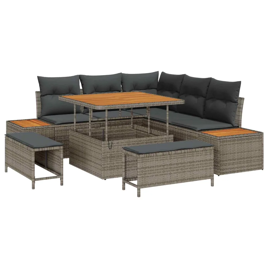 Ensemble de canapé de jardin avec coussin 8 pcs Gris - 2