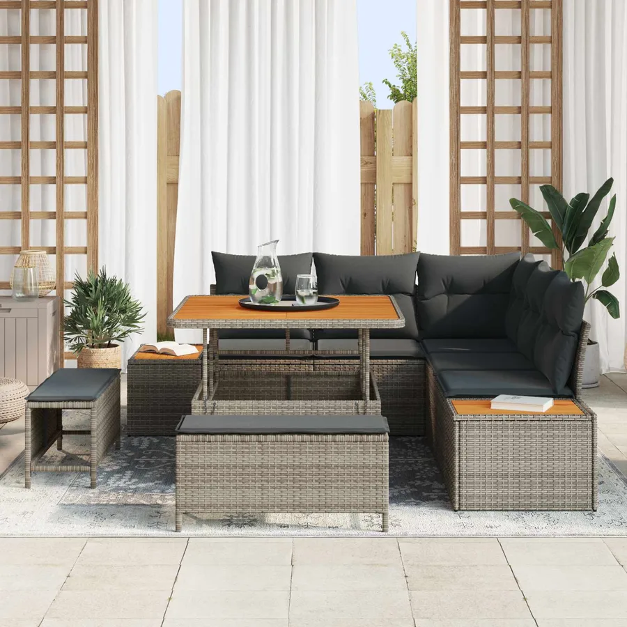 Ensemble de canapé de jardin avec coussin 8 pcs Gris - 3