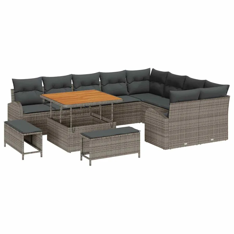 Ensemble de canapé de jardin avec coussin 12 pcs Gris - 2