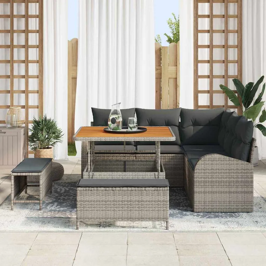 Ensemble de canapé de jardin avec coussin 8 pcs Gris - 3