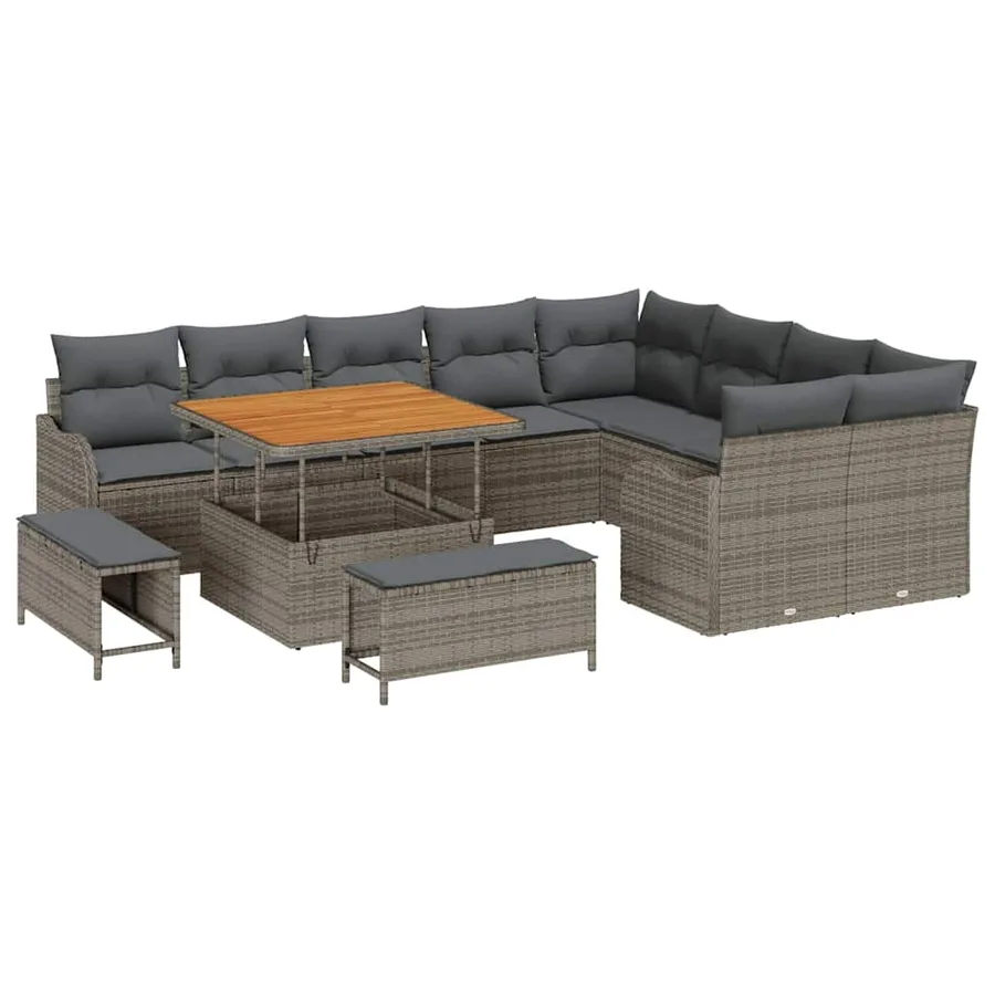 Ensemble de canapé de jardin avec coussin 12 pcs Gris - 2