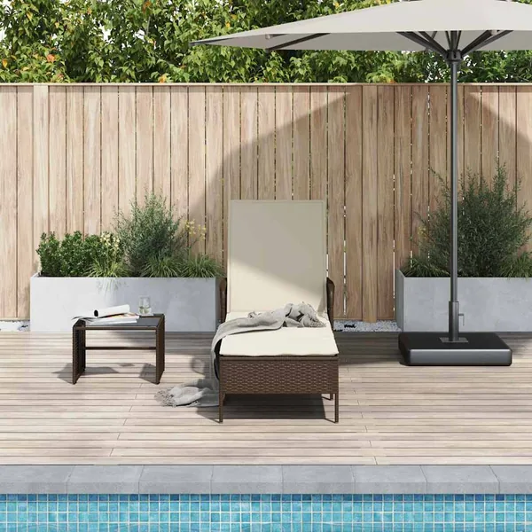 Transat Marron et crème blanche 55 x 200 x 92 cm polyrotin