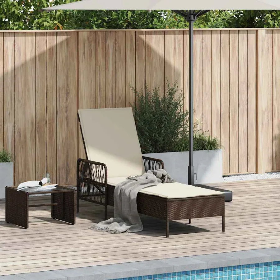 Transat Marron et crème blanche 55 x 200 x 92 cm polyrotin - 3