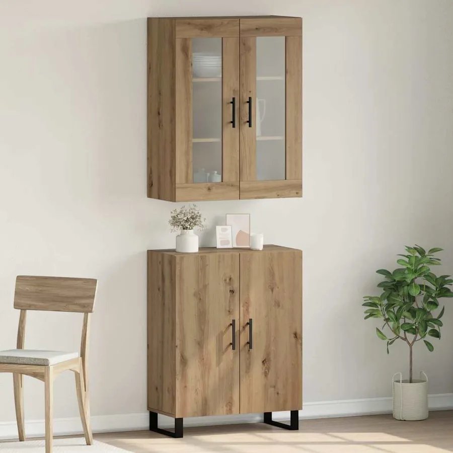 Haut Armoire 2 pcs chêne artisanal 69,5 x 34 x 180 cm