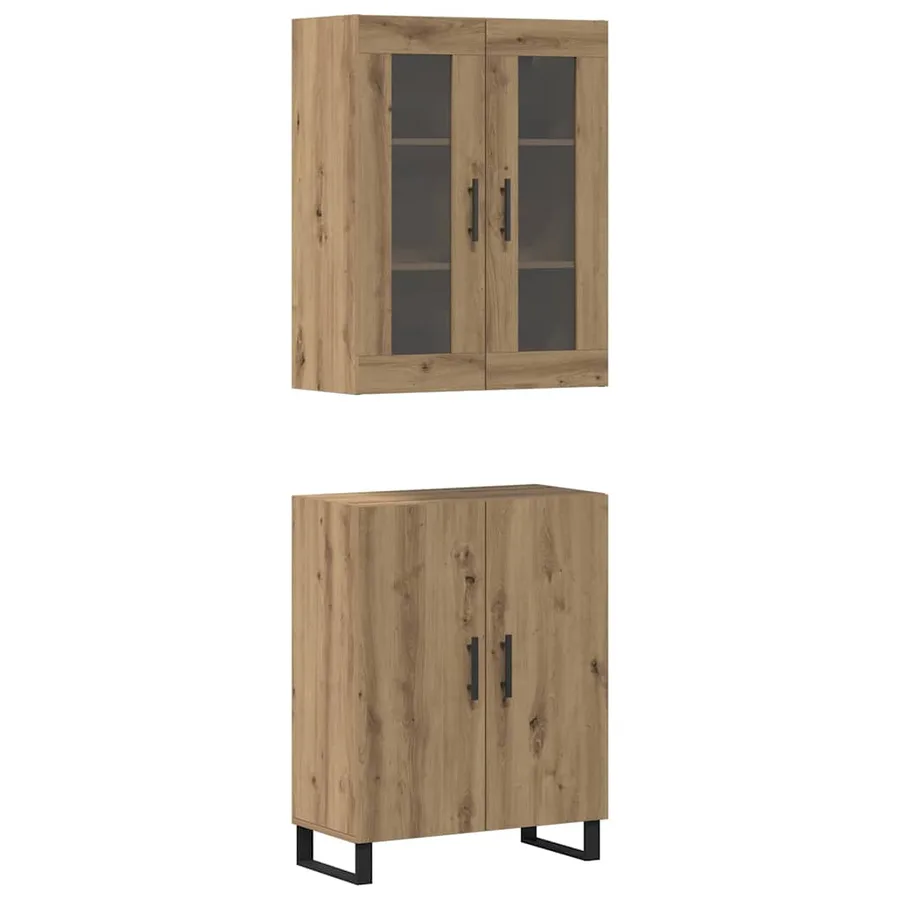 Haut Armoire 2 pcs chêne artisanal 69,5 x 34 x 180 cm - 2