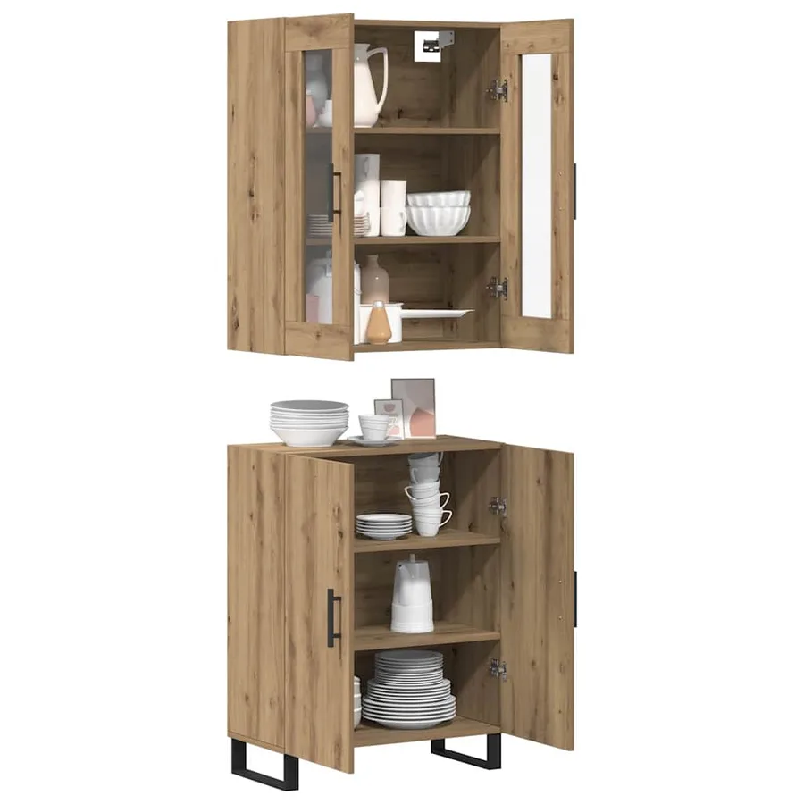 Haut Armoire 2 pcs chêne artisanal 69,5 x 34 x 180 cm - 3