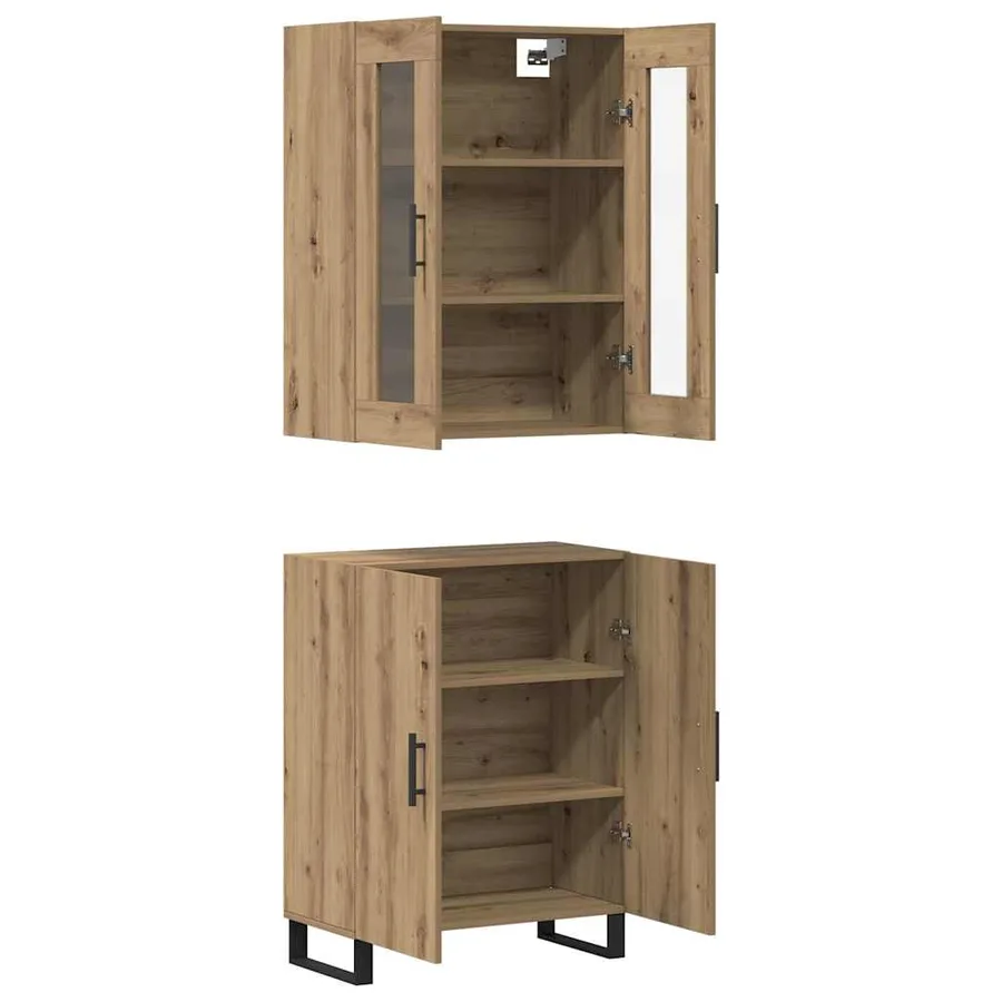 Haut Armoire 2 pcs chêne artisanal 69,5 x 34 x 180 cm - 5