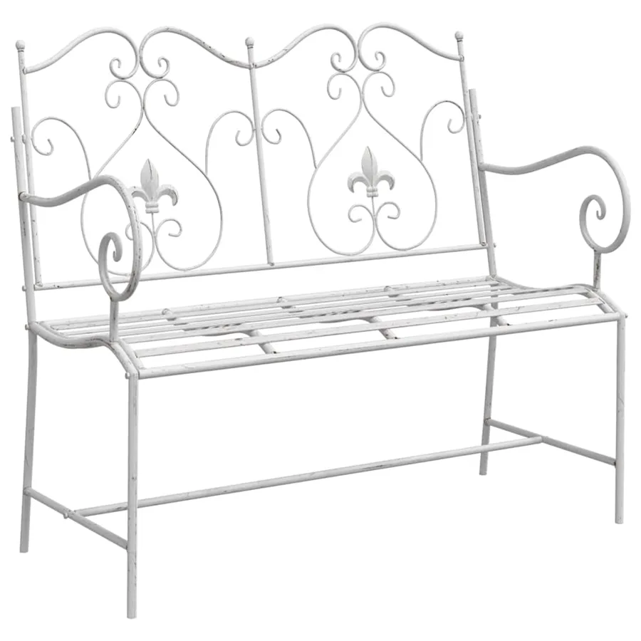 Banc de jardin Blanc antique 104 x 54 x 93 cm Acier - 2