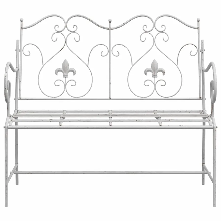 Banc de jardin Blanc antique 104 x 54 x 93 cm Acier - 4