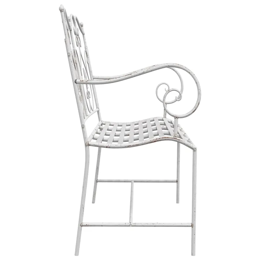 Banc de jardin Blanc antique 104 x 54 x 93 cm Acier - 5