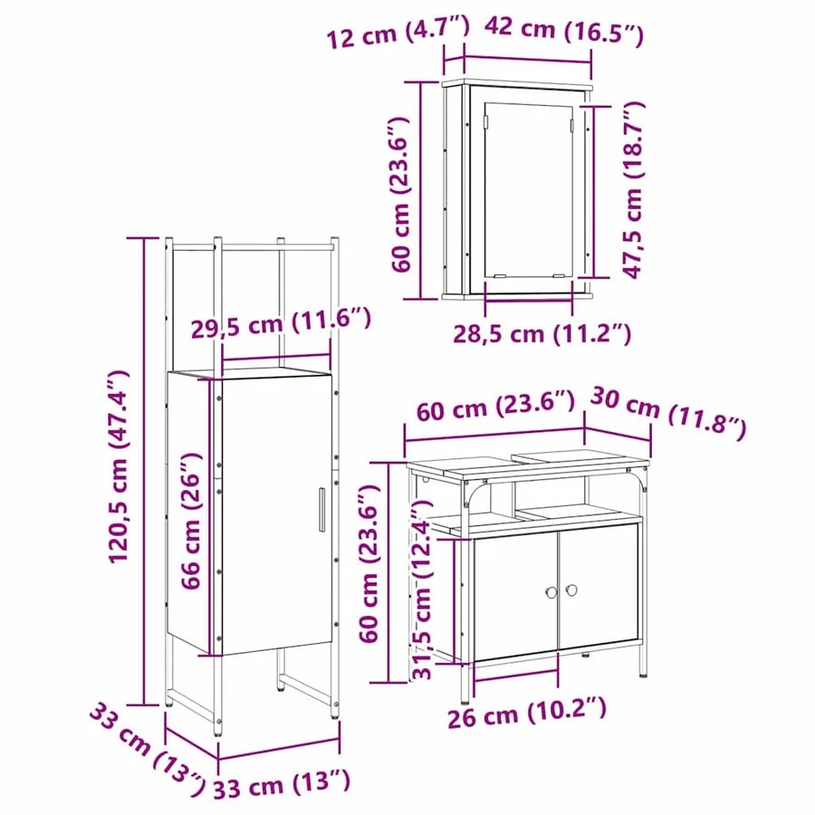 Ensemble de mobilier de salle de bain avec étagère 3 pcs Marron - 15
