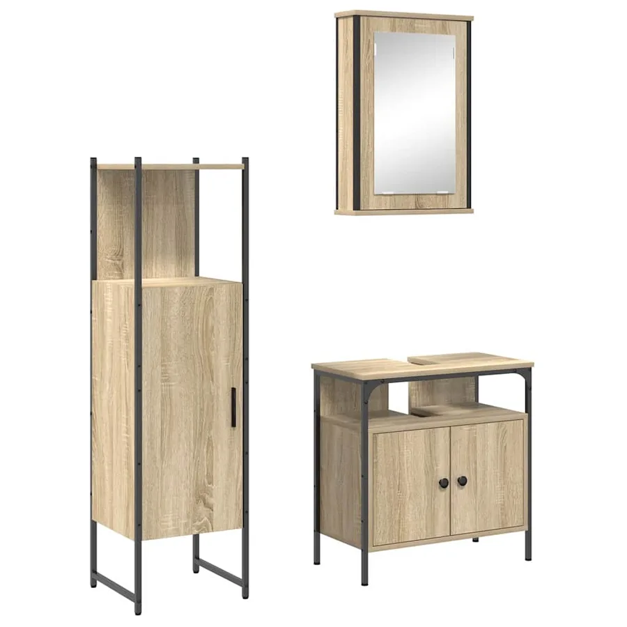 Ensemble de mobilier de salle de bain avec étagère 3 pcs Marron - 2