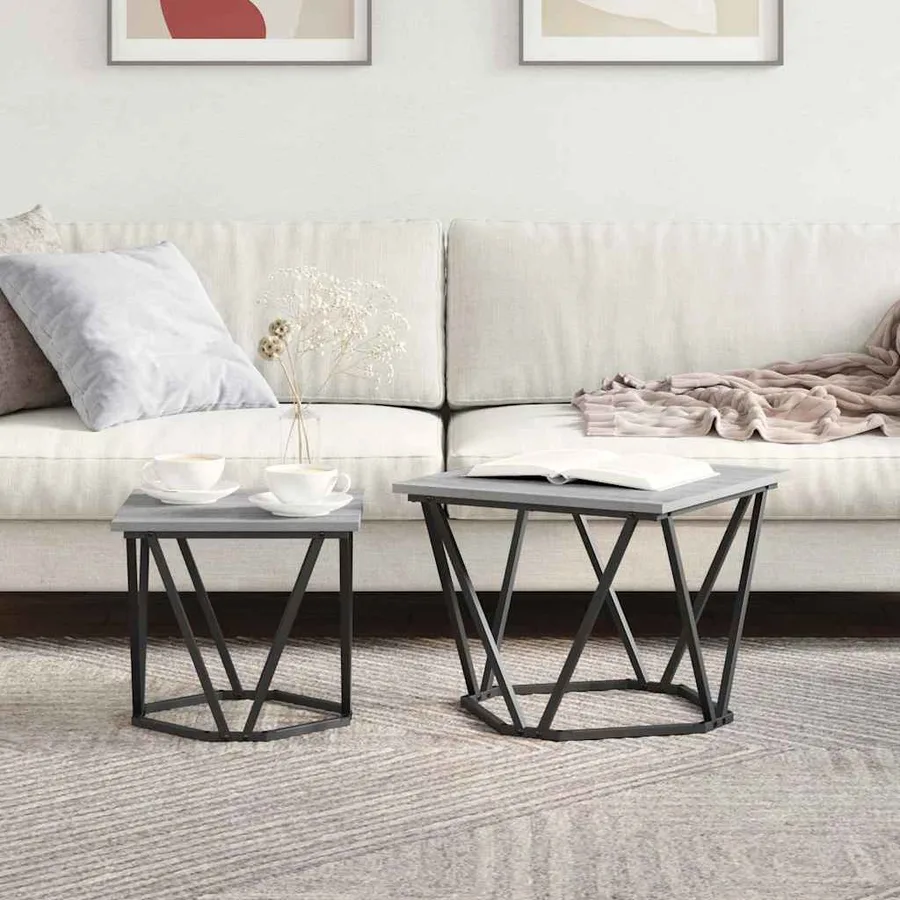 Ensemble de tables d'appoint 2 pcs Gris Sonoma - 4