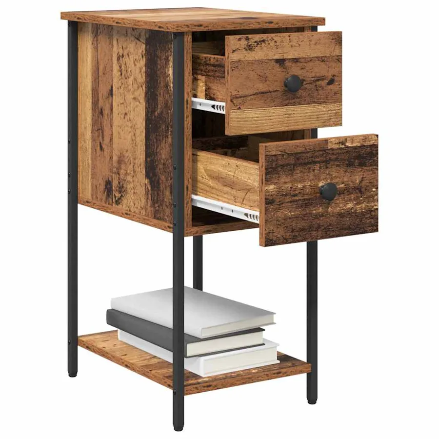 Cabinet de chevet avec tiroir 2 pcs Bois ancien 32 x 42 x 70 cm - 3