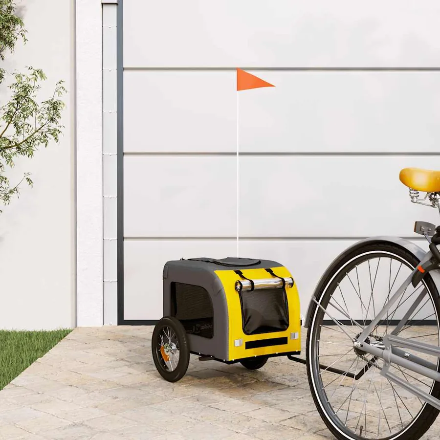 Remorque de vélo pour animaux de compagnie jaune et gris