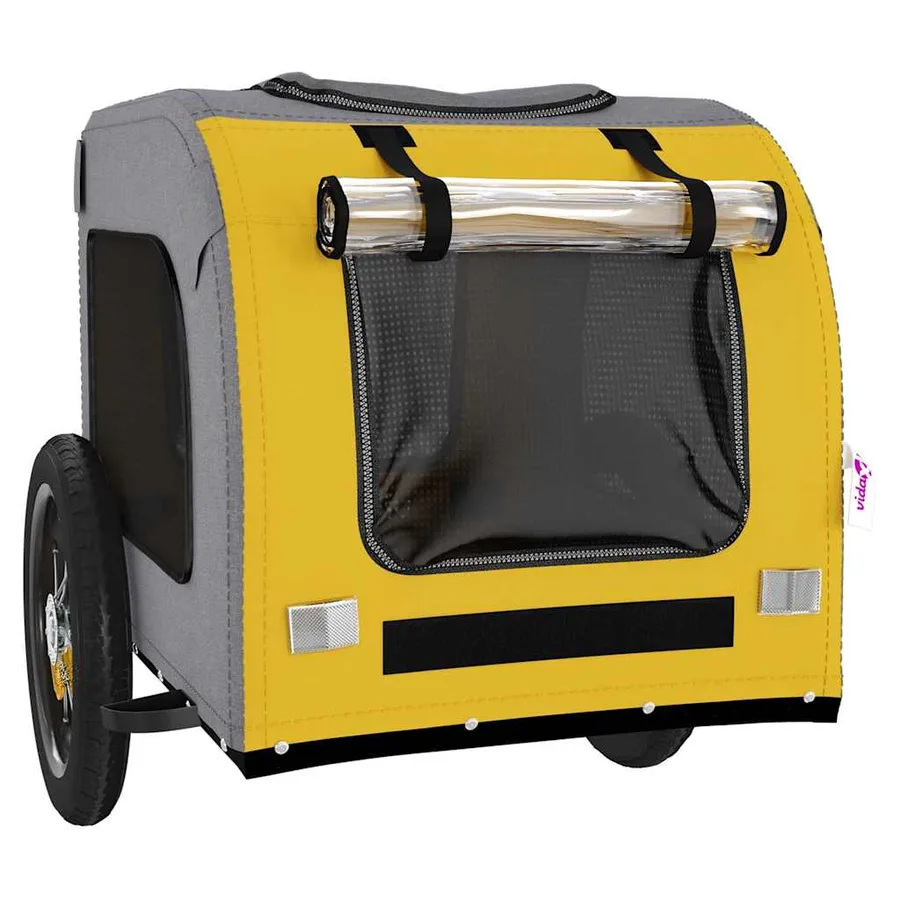 Remorque de vélo pour animaux de compagnie jaune et gris - 5
