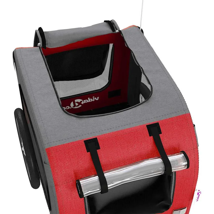 Remorque de vélo pour animaux de compagnie rouge et gris - 10