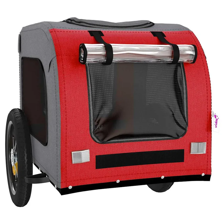 Remorque de vélo pour animaux de compagnie rouge et gris - 5
