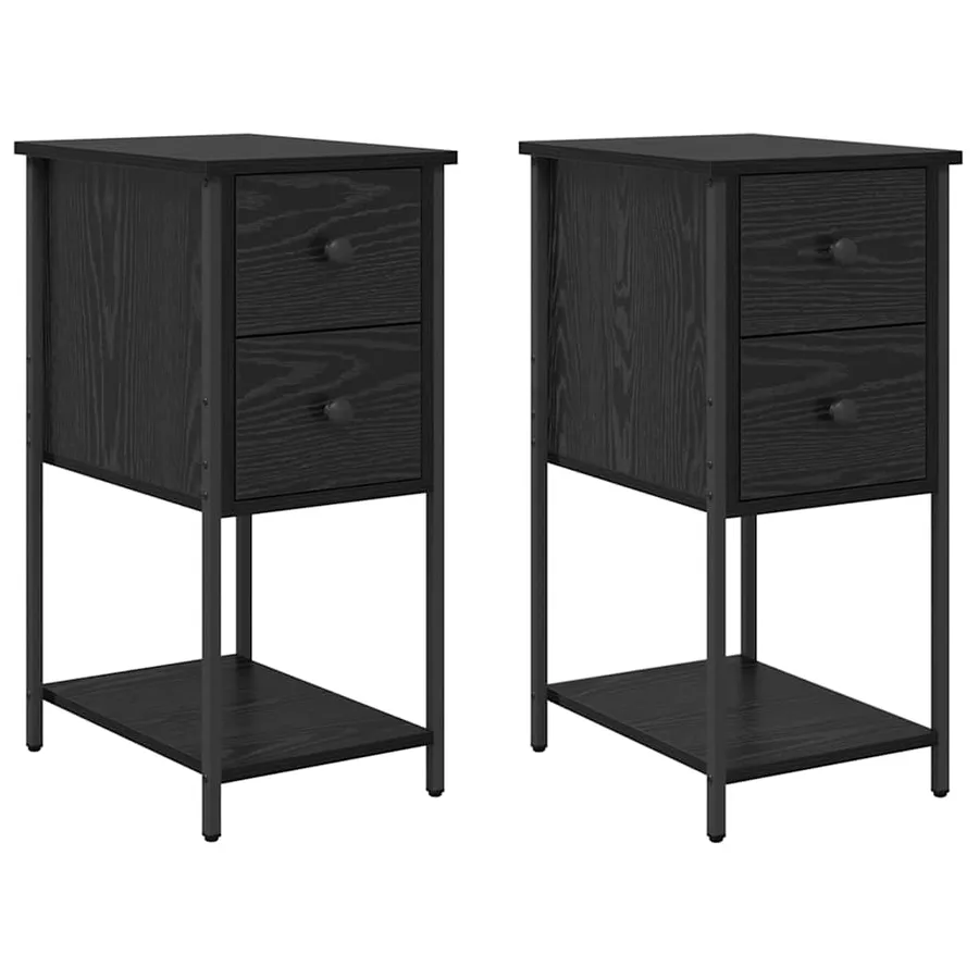 Cabinet de chevet avec tiroir 2 pcs Chêne noir 32 x 42 x 70 cm - 2