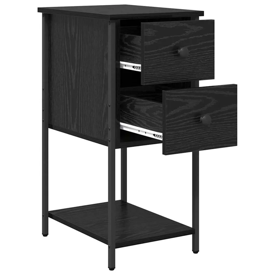 Cabinet de chevet avec tiroir 2 pcs Chêne noir 32 x 42 x 70 cm - 6