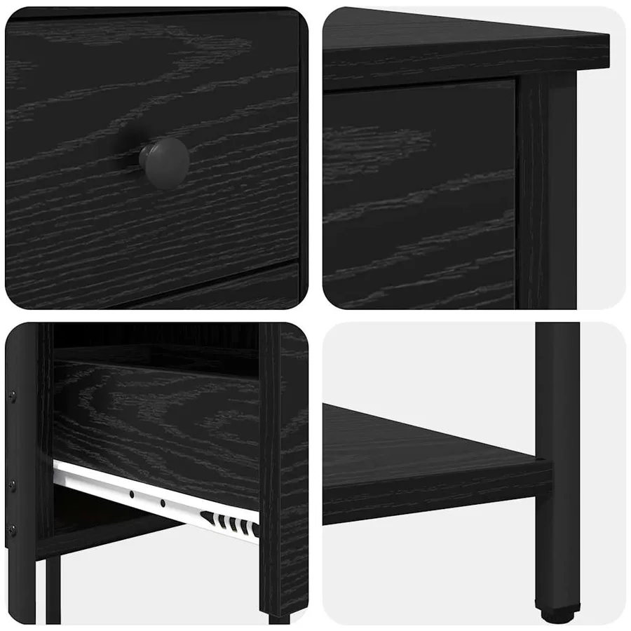 Cabinet de chevet avec tiroir 2 pcs Chêne noir 32 x 42 x 70 cm - 8