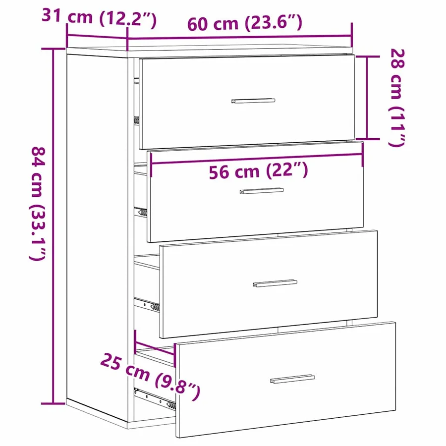 Buffet Chêne artisanal 60 x 31 x 84 cm Bois d'ingénierie - 12