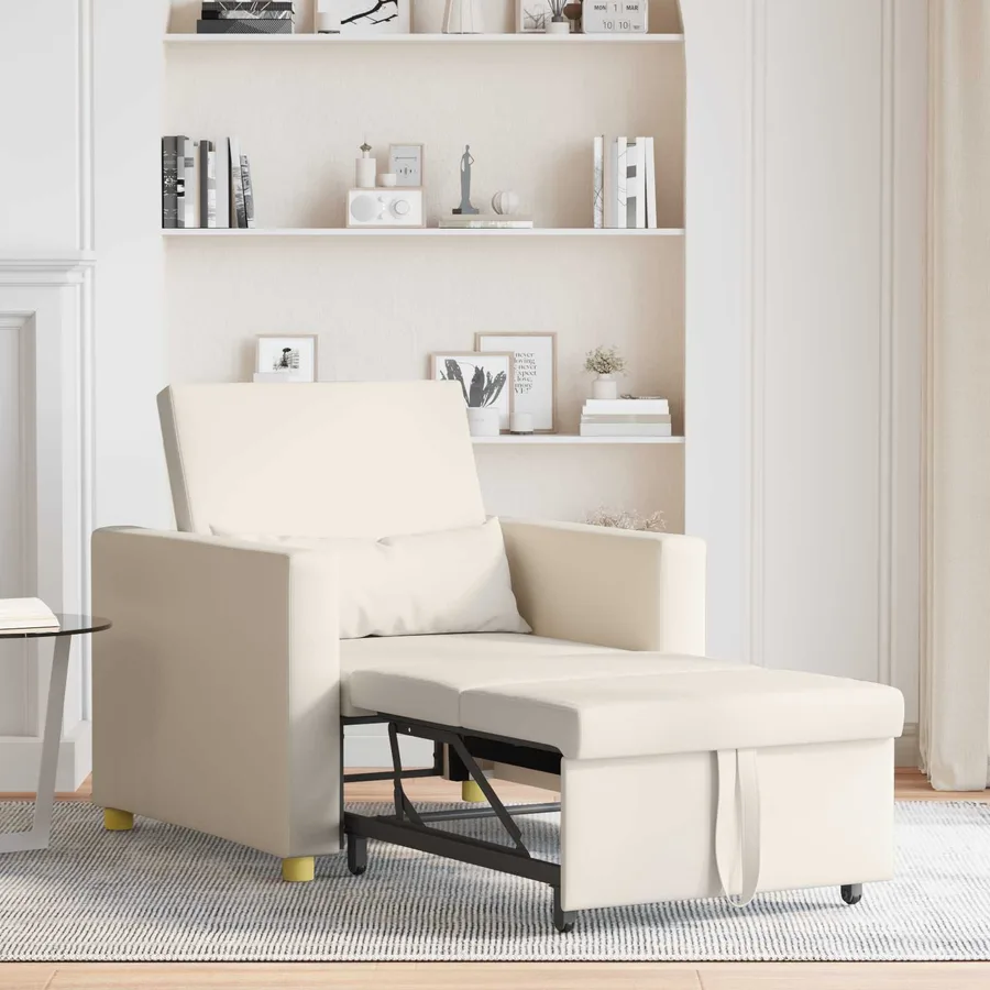 Canapé-lit escamotable simple Blanc crème 90 x 165 x 87 cm - 3