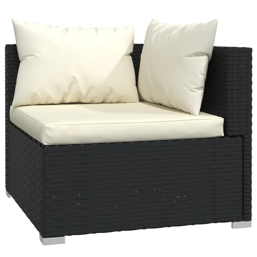 Salon de jardin 9 pcs avec coussins Noir Résine tressée - 3