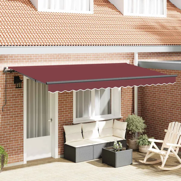 Auvent Rétractable Bordeaux 350 x 200 cm tissu