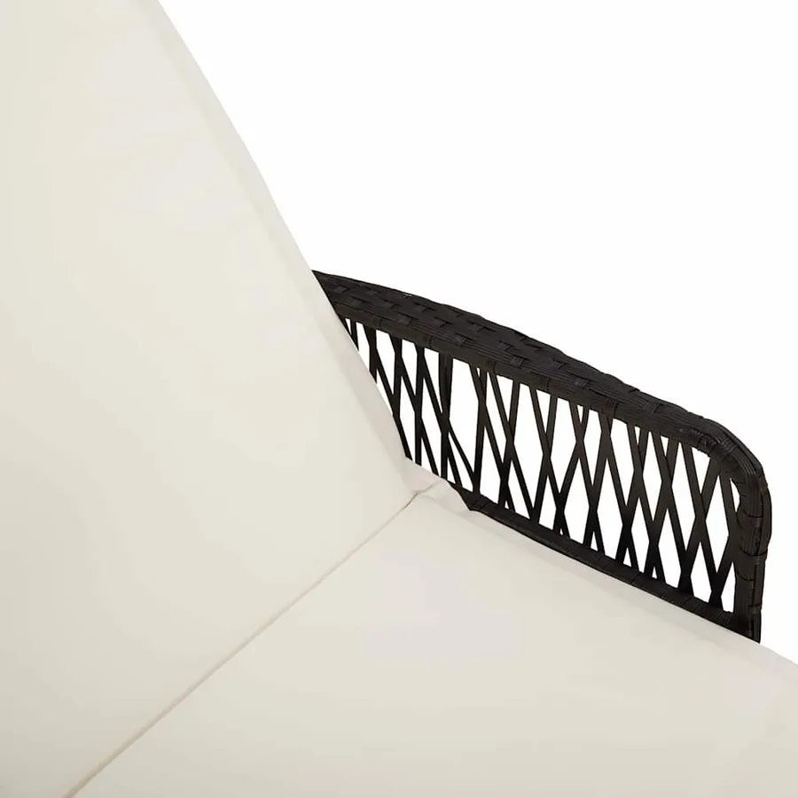 Transat 3 pcs Noir et blanc crème 55 x 200 x 92 cm polyrotin - 9