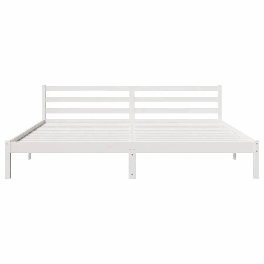 Cadre de lit Blanc 215,5 x 185,5 x 69,5 cm Bois de Pin Massif - 5