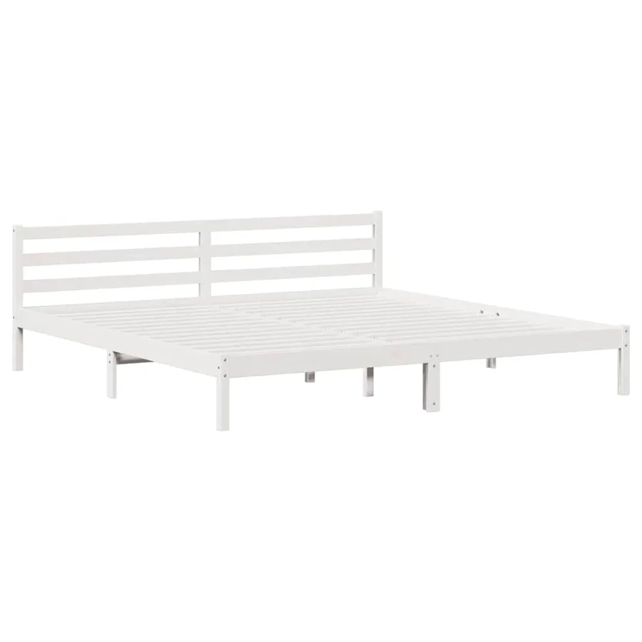 Cadre de lit Blanc 215,5 x 205,5 x 69,5 cm Bois de Pin Massif - 2
