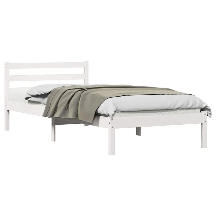 Cadre de lit Blanc 215,5 x 105,5 x 69,5 cm Bois de Pin Massif - 2
