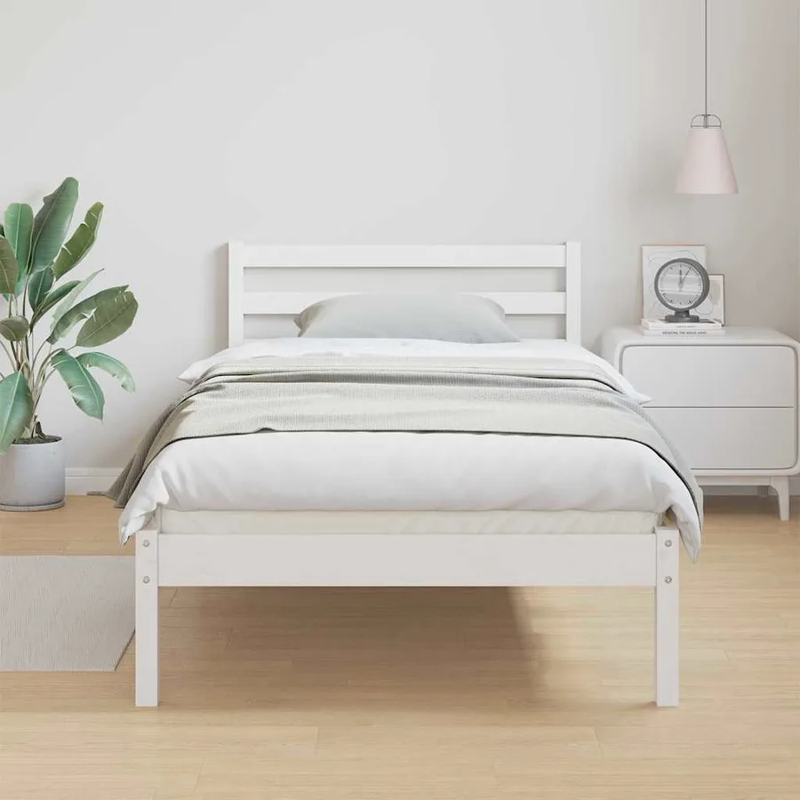 Cadre de lit Blanc 215,5 x 105,5 x 69,5 cm Bois de Pin Massif - 4