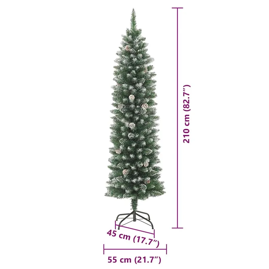 Arbre de Noël artificiel slim avec 300 LED Vert et blanc 210 cm - 19