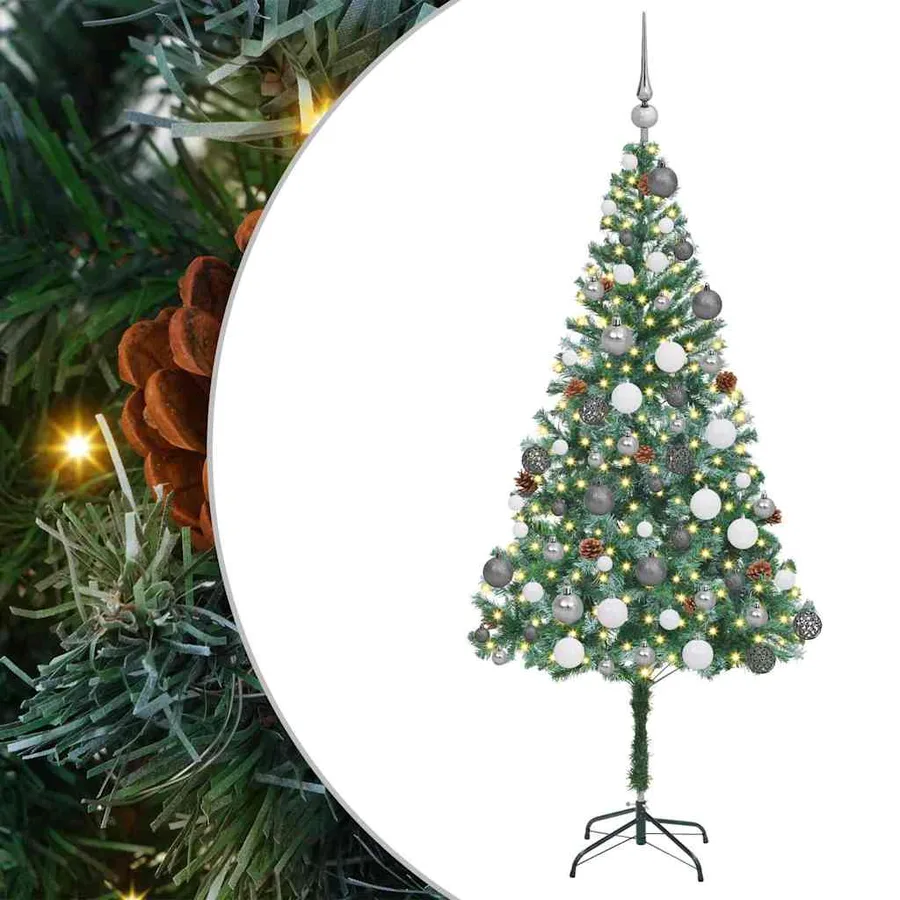 Sapin de Noël artificiel avec 300 LED Vert 180 cm PVC et Acier - 2