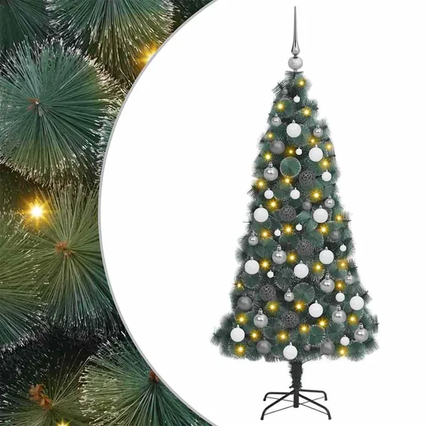 Arbre de Noël artificiel pré-éclairé avec ensemble de boules