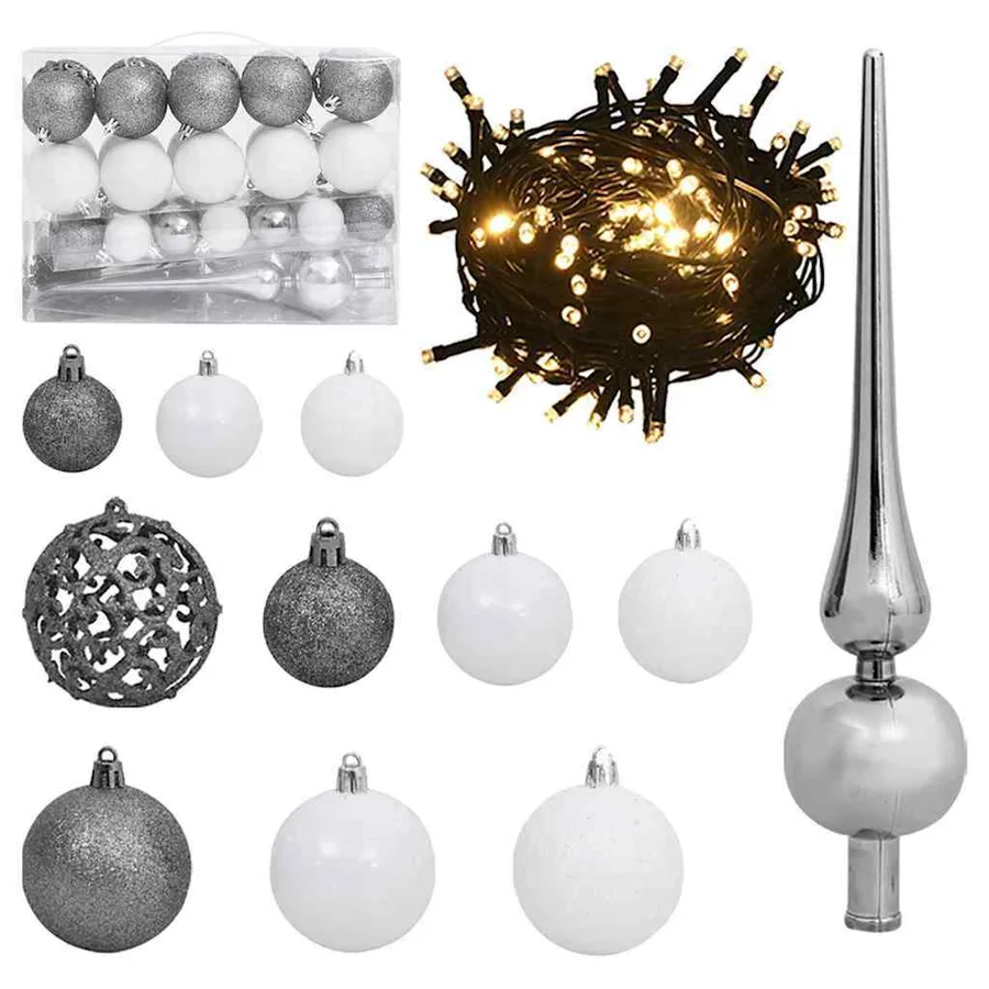 Arbre de Noël artificiel pré-éclairé avec ensemble de boules - 7