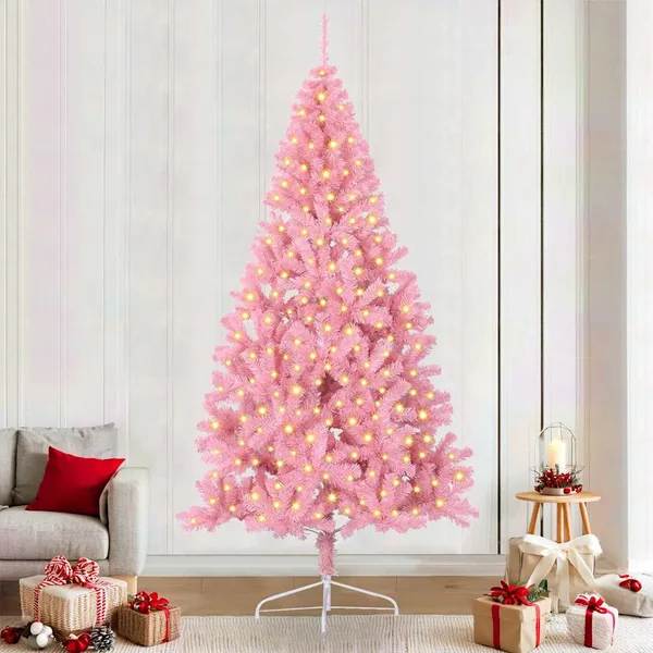 Sapin de Noël artificiel pré-éclairé Rose 240 cm PVC