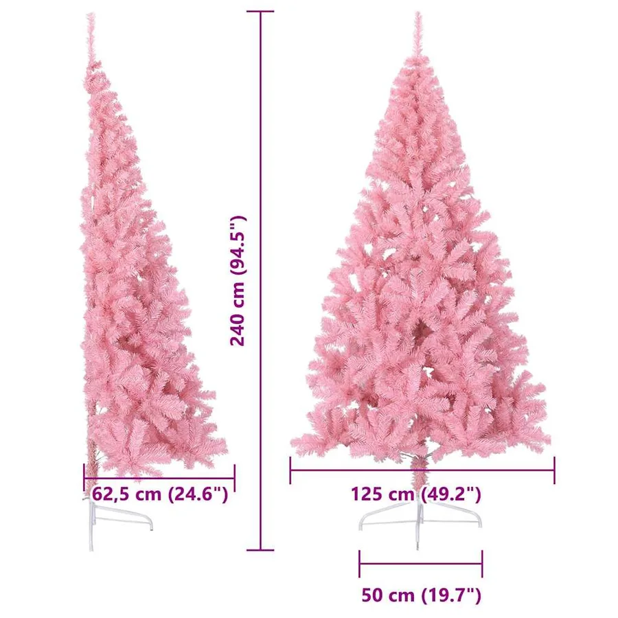 Sapin de Noël artificiel pré-éclairé Rose 240 cm PVC - 13
