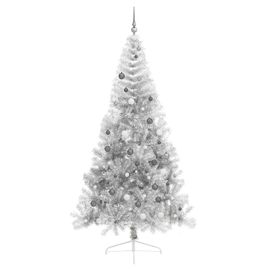 Sapin de Noël artificiel pré-éclairé Argent 240 cm PET - 5