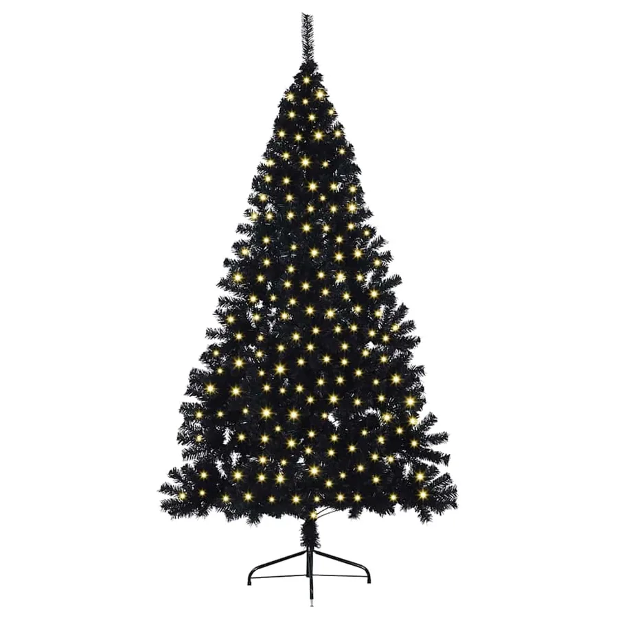 Sapin de Noël artificiel pré-éclairé Noir 240 cm PVC - 3