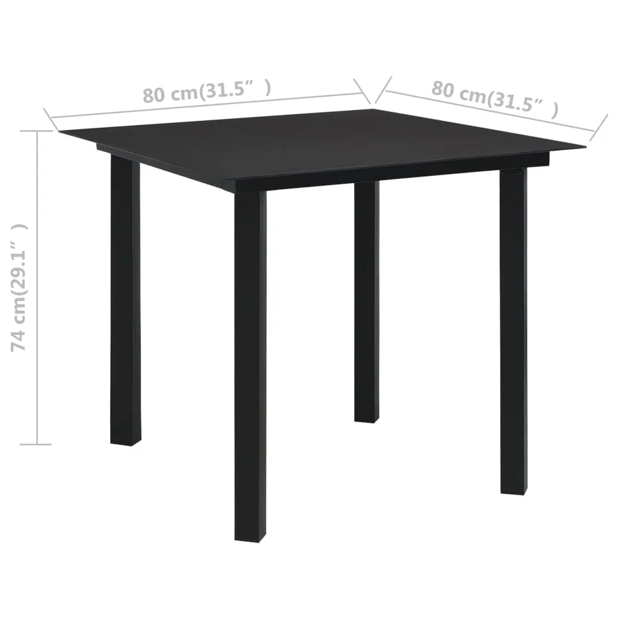 Ensemble à manger de jardin 5 pcs noir verre et acier - 12