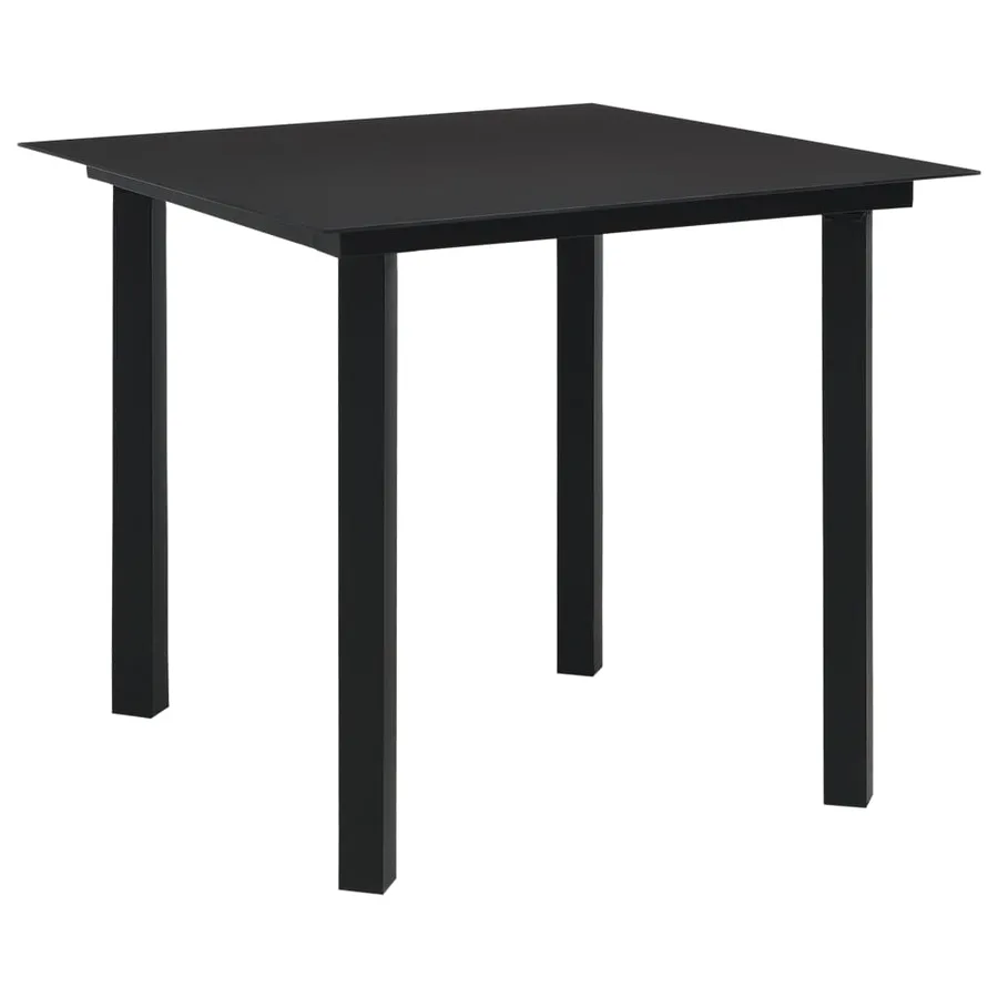 Ensemble à manger de jardin 5 pcs noir verre et acier - 3