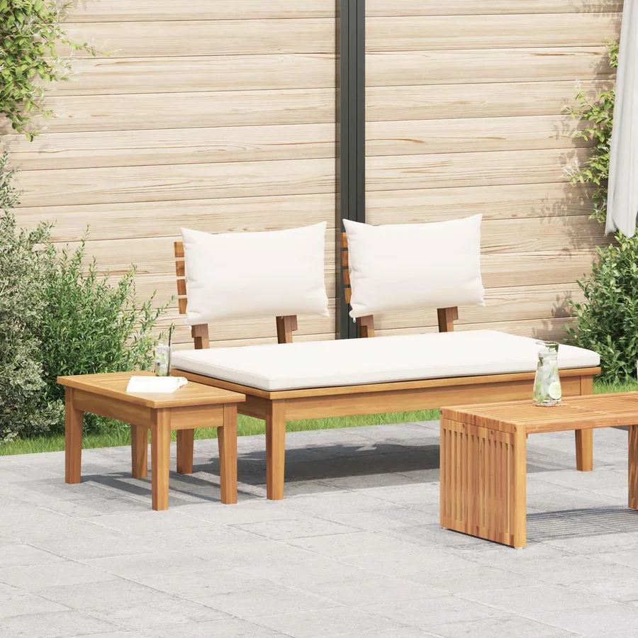 Ensemble banc et table de jardin 2 pcs Crème et marron