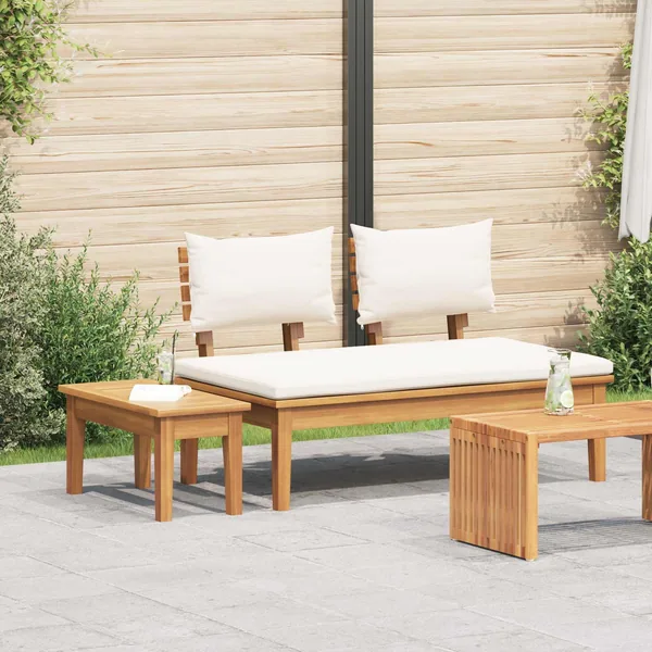 Ensemble banc et table de jardin 2 pcs Crème et marron