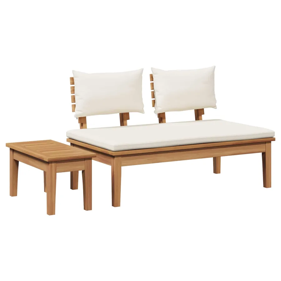 Ensemble banc et table de jardin 2 pcs Crème et marron - 2