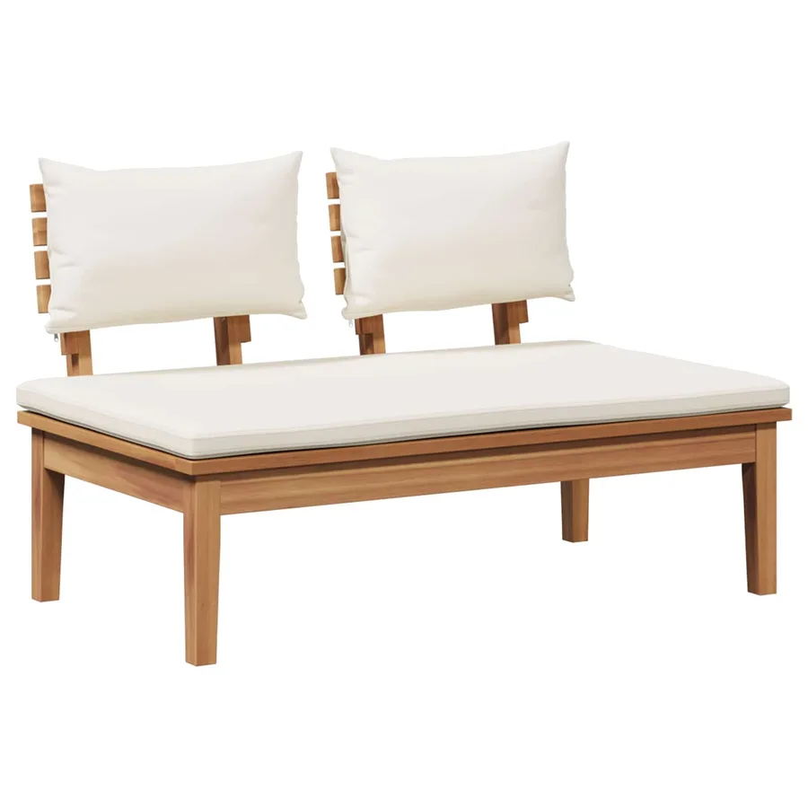 Ensemble banc et table de jardin 2 pcs Crème et marron - 5