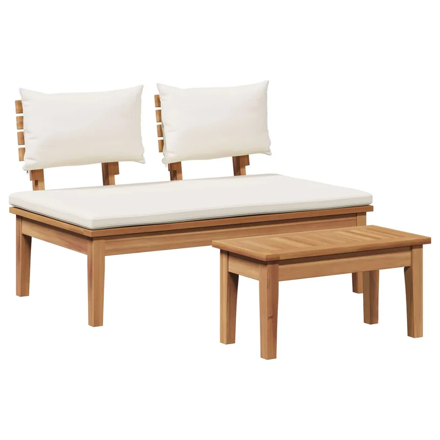 Ensemble banc et table de jardin 2 pcs Crème et marron - 7