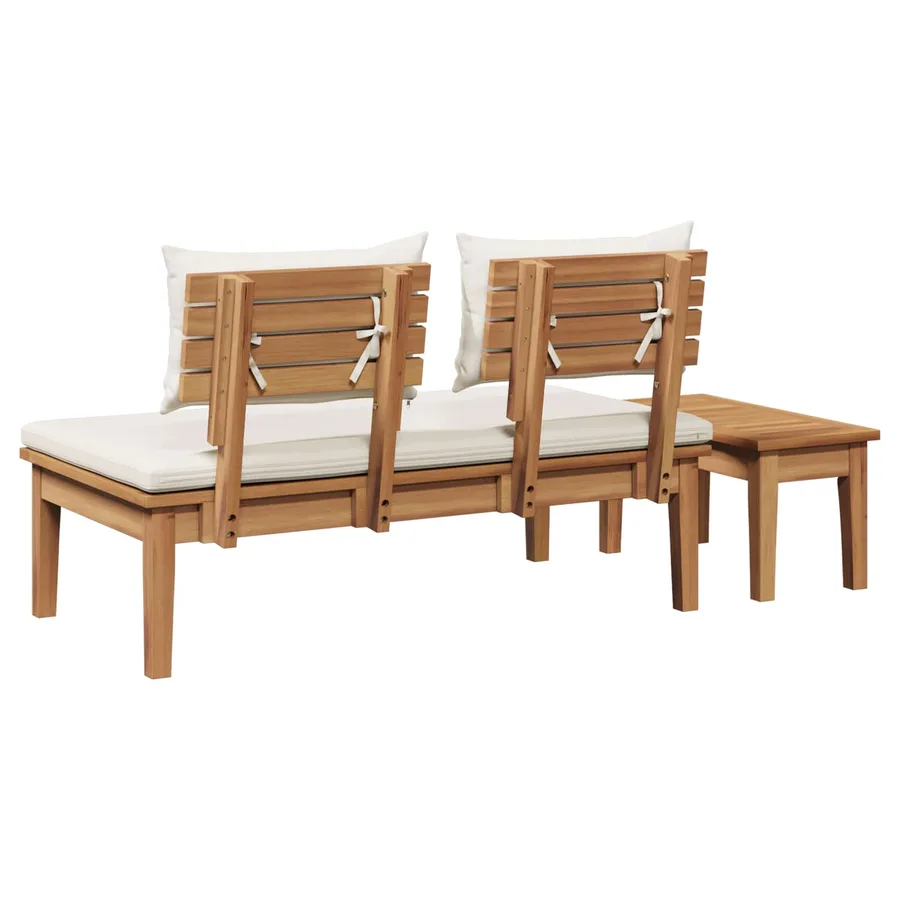 Ensemble banc et table de jardin 2 pcs Crème et marron - 8